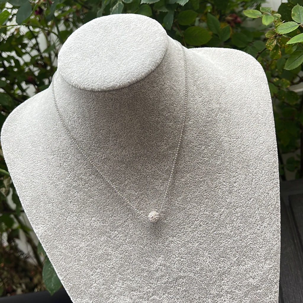 Silver Rhinestone Ball Necklace 16$